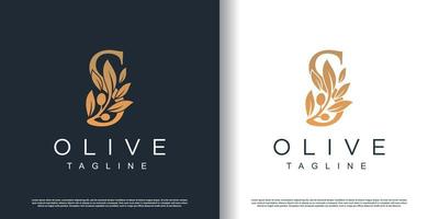 Olive logo icon with letter s concept Premium Vector