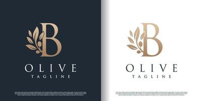 Olive logo icon with letter b concept Premium Vector