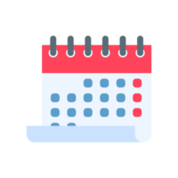 Calendar icon. A red calendar for reminders of appointments and important festivals in the year. png