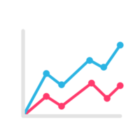 gráfico de líneas que compara el rendimiento empresarial. concepto de informe de ganancias de la empresa png