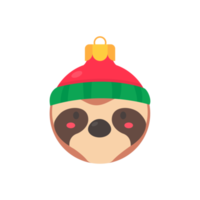 bola de natal com cara de animal usando um chapéu de lã vermelho para decoração de natal png