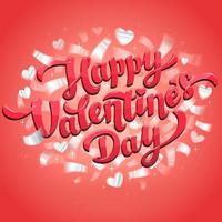 tarjeta de felicitación del día de san valentín - tarjeta de vector de día de amor rosa con cita de feliz día de san valentín y confeti sobre fondo rosa. ilustración vectorial