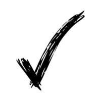 símbolo de verificación dibujado a mano. símbolo de verificación de boceto negro sobre fondo blanco. ilustración vectorial vector