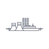 Thermal power plant line icon. Thermoelectric power station - energy generation concept. Vector linear illustration on white background.