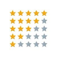 5 star review. Five gold stars icon - service rate or quality feedback sign. Flat style vector illustration.