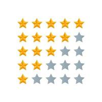 5 star review. Five gold stars icon - service rate or quality feedback sign. Flat style vector illustration.