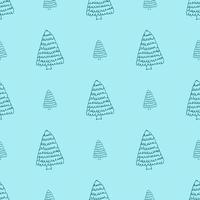 Seamless pattern with hand drawn Christmas trees. Sketched firs. Winter holiday doodle elements. Vector illustration