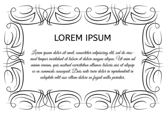 Decorative vintage horizontal frame with the place for your text in center. Vintage ornament greeting card template. Vector illustration.
