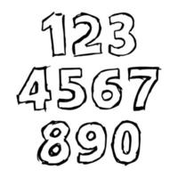 Hand Drawn Numbers. Uppercase modern font and typeface. Black symbols on white background. Vector illustration.