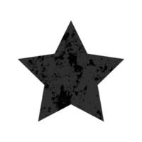 Scratched star. Dark figure with distressed grunge texture isolated on white background. Vector illustration.