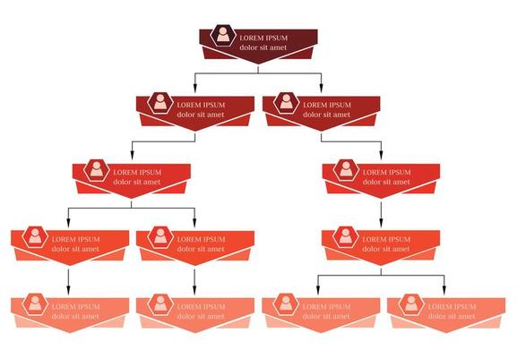 Colorful business structure concept, corporate organization chart scheme with people icons. Vector illustration.