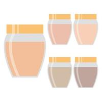 Set of makeup items. Five creams for the skin. Vector illustration.
