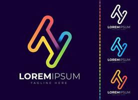 plantilla de diseño de logotipo letra h. tipografía creativa moderna de moda h y degradado colorido vector