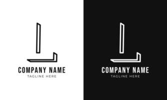 Initial letter l monogram logo design template. 3d outline style l logo and black colors vector