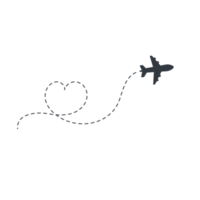 Airplane routes travel icon. Travel from start point and dotted line tracing. png