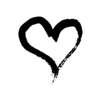 corazones de pincel dibujados a mano. corazón de garabato negro grunge sobre fondo blanco. símbolo de amor romántico. ilustración vectorial vector