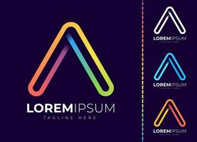 Letter a logo design template. Creative modern trendy a typography and Colorful gradient vector