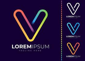 Letter v logo design template. Creative modern trendy v typography and colorful gradient. vector