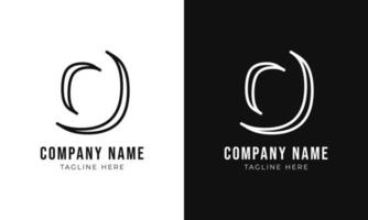 plantilla de diseño de logotipo de monograma de letra inicial o. Estilo de contorno 3d o logotipo y colores negros. vector