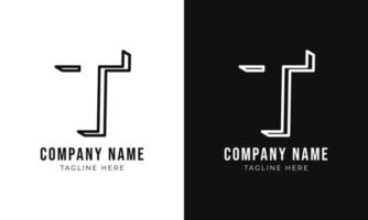 Initial letter t monogram logo design template. Creative outline t typography and black colors. vector