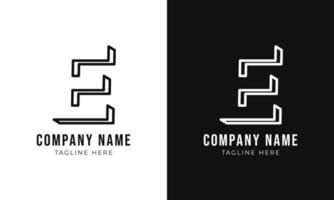 plantilla de diseño de logotipo de monograma de letra inicial e. contorno creativo e tipografía y colores negros vector