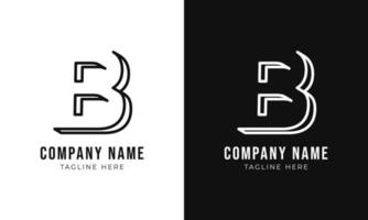 Initial letter b monogram logo design template. Creative outline b typography and black colors. vector