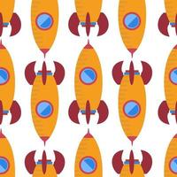 Seamless pattern with space rocket. Vector illustration.