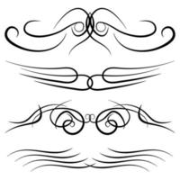 Set of vintage decorative curls, swirls, monograms and calligraphic borders. Line drawing design elements in black color on white background. Vector illustration.