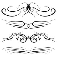 Set of vintage decorative curls, swirls, monograms and calligraphic borders. Line drawing design elements in black color on white background. Vector illustration.