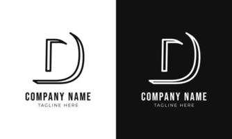 Initial letter d monogram logo design template. Creative outline d typography and black colors. vector