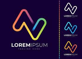 Letter n logo design template. Creative modern trendy n typography and colorful gradient. vector