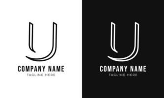 Initial letter u monogram logo design template. Creative outline u typography and black colors. vector