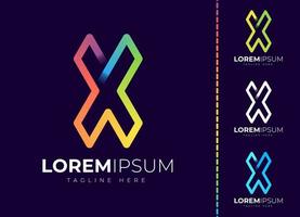 Letter x logo colorful gradient design template vector