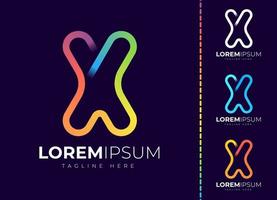 plantilla de diseño de logotipo de letra x. tipografía creativa moderna de moda x y degradado colorido. vector