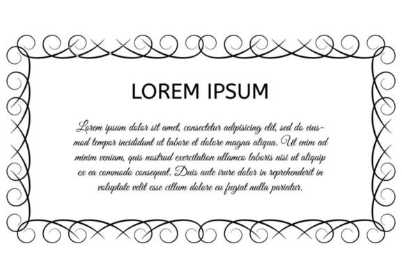 Decorative vintage horizontal frame with the place for your text in center. Vintage ornament greeting card template. Vector illustration.