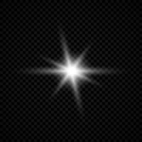 Light effect of lens flares. White glowing lights starburst effects with sparkles on a transparent background. Vector illustration