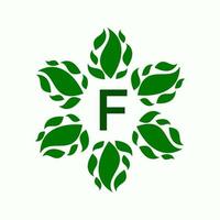 letter f and leaf logo design vector