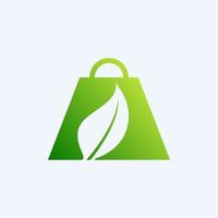 diseño de logotipo de bolsa y hoja de naturaleza vector