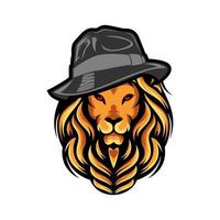 head lion with hat illustration design vector