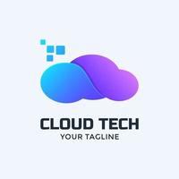 cloud tech logo design vector