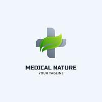 diseño de logotipo médico y de hoja vector