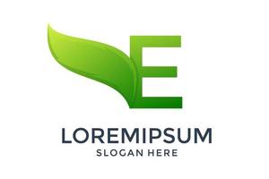 letter e and leaf logo design vector