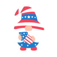 4th of july. Gnomes wore an American flag costume to celebrate Independence Day. png