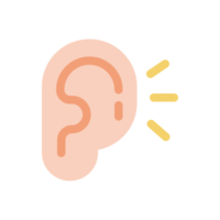 icono de oreja. diseño de la línea del oído el concepto de problemas auditivos aislados en el fondo png