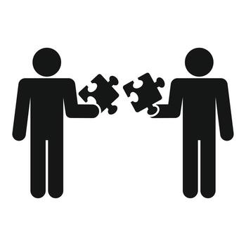 rompecabezas en el icono de la mano del hombre, estilo simple vector