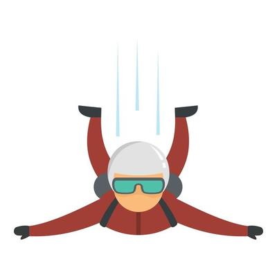 Skydiver fall icon, flat style