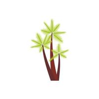 Three tropical palm trees icon, flat style vector