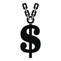 Gold dollar symbol icon, simple style vector