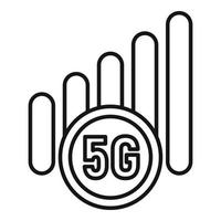 5g mobile icon, outline style vector