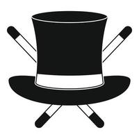 Hat with a stick icon, simple style. vector